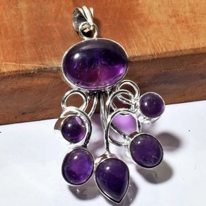 Amethyst Ethnic Handmade Pendant Jewelry ~2.5"